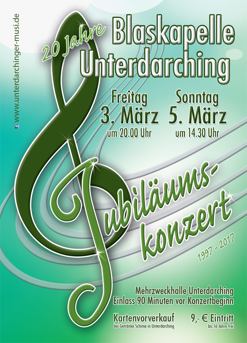Plakat Unterdarchinger Musi Jubiläumskonzert - Konzert Blaskapelle Unterdarching