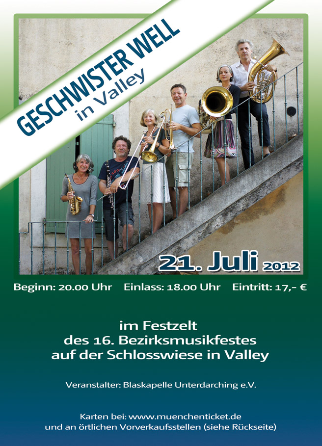 Flyer Geschwister Well beim Bezirksmusikfest Unterdarching 2012