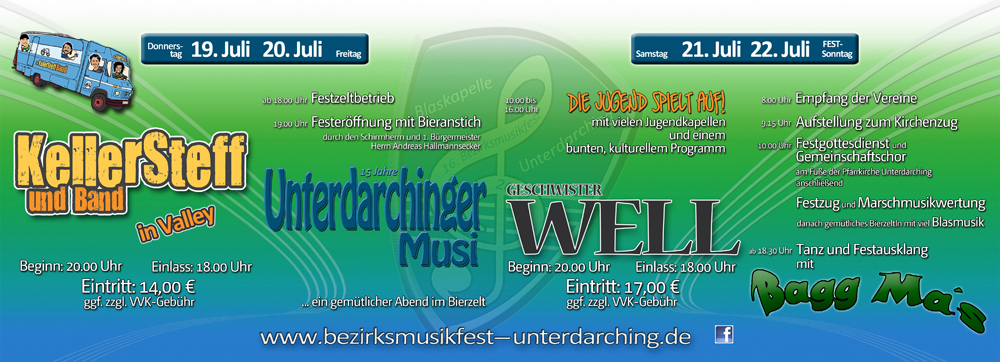 Flyer zum 16. Bezirksmusikfest Unterdarching 2012